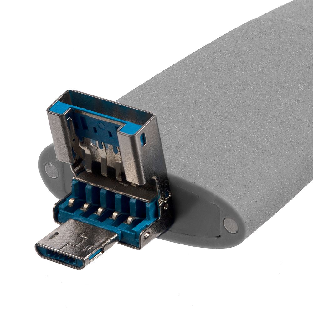 Флешка Pebble Universal, USB 3.0, серая