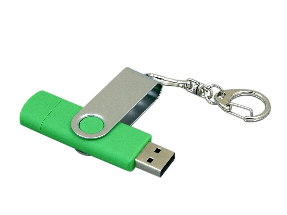 Флеш-накопитель 32 ГБ с поворотным USB 2.0 и Micro USB разъёмом