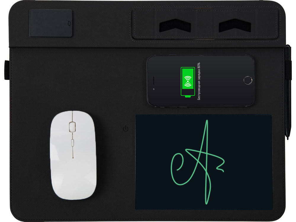 Многофункциональный коврик для мыши Multi Pad с беспроводной зарядкой и LCD экраном, 10 Вт