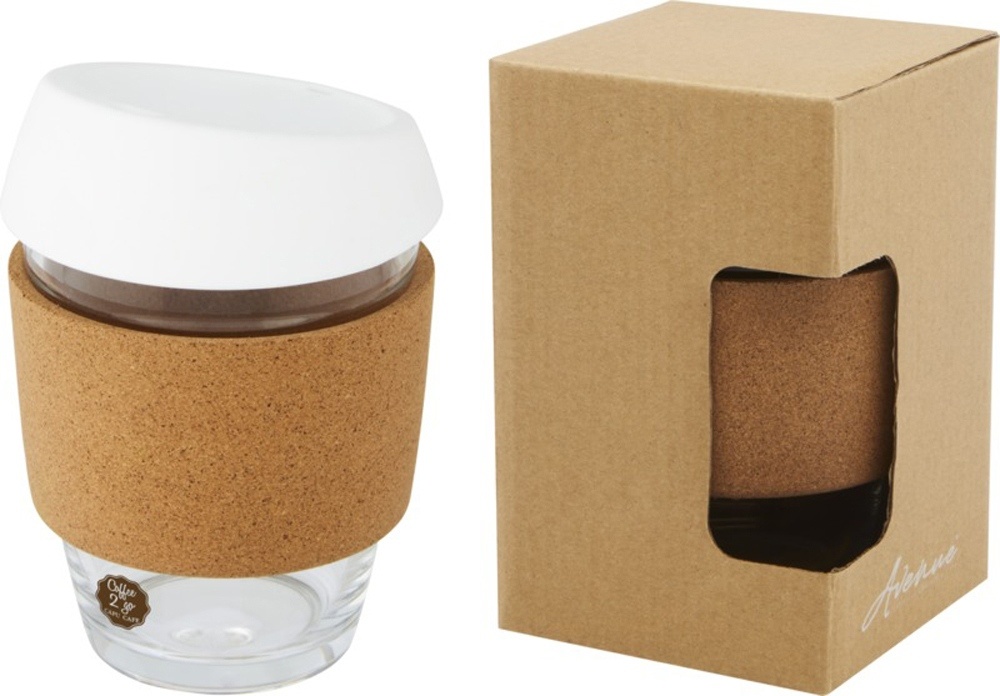 Стеклянный стакан с силиконовой крышкой и пробковой манжетой Lidan